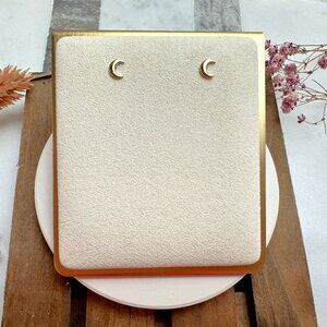 Cute Mini Gold Puffy Moon Stud Earrings | 14k Gold Plated Sterling Silver